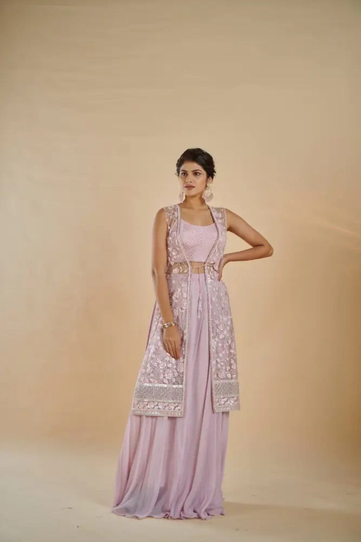 Mauve Mirror Indo-Western Set