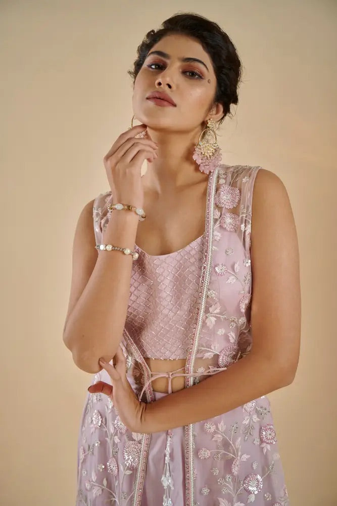 Mauve Mirror Indo-Western Set