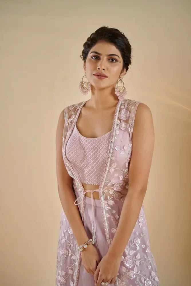 Mauve Mirror Indo-Western Set