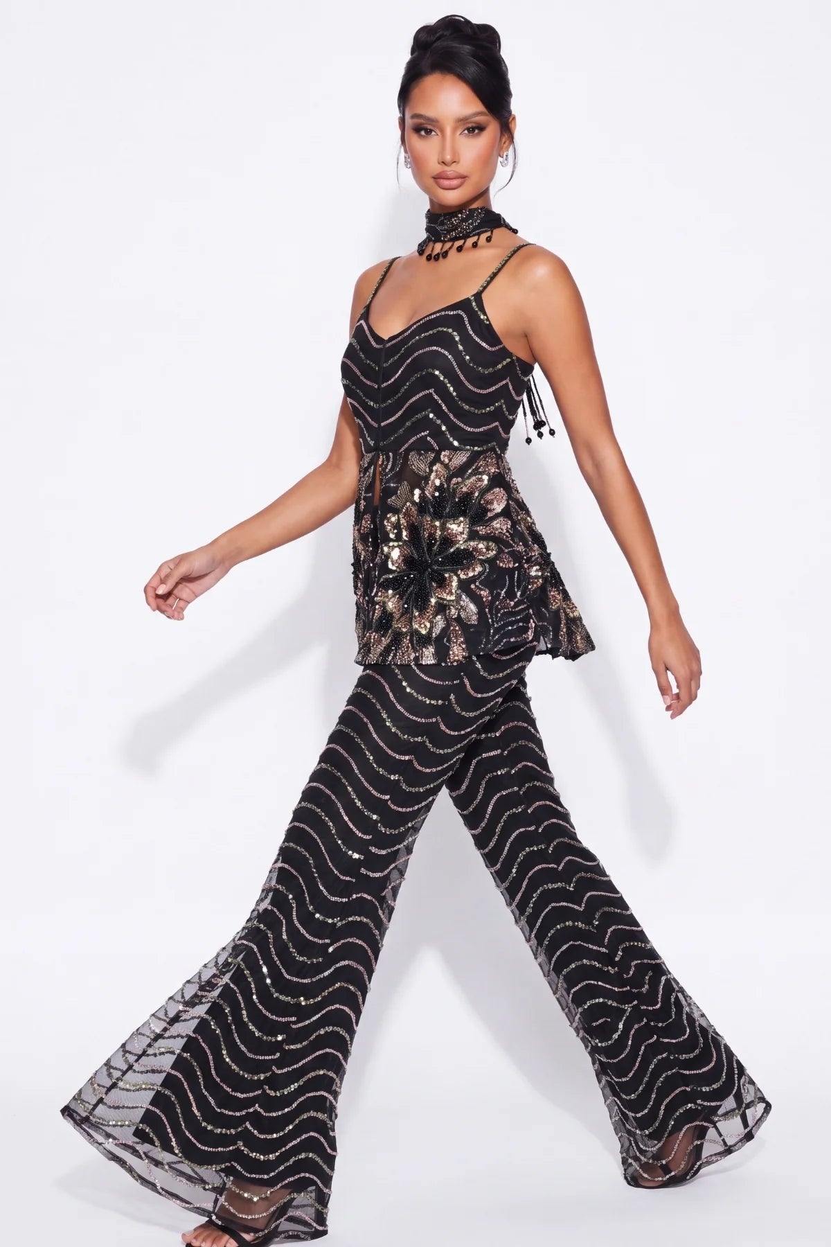 Pavot Black Sequin Co-ord Set - Dorie Atelier