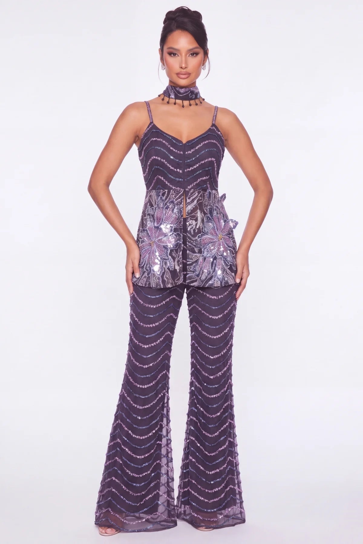Pavot Plum Sequin Co-ord Set - Dorie Atelier