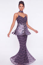Pavot Plum Sequin Co-ord Set - Dorie Atelier