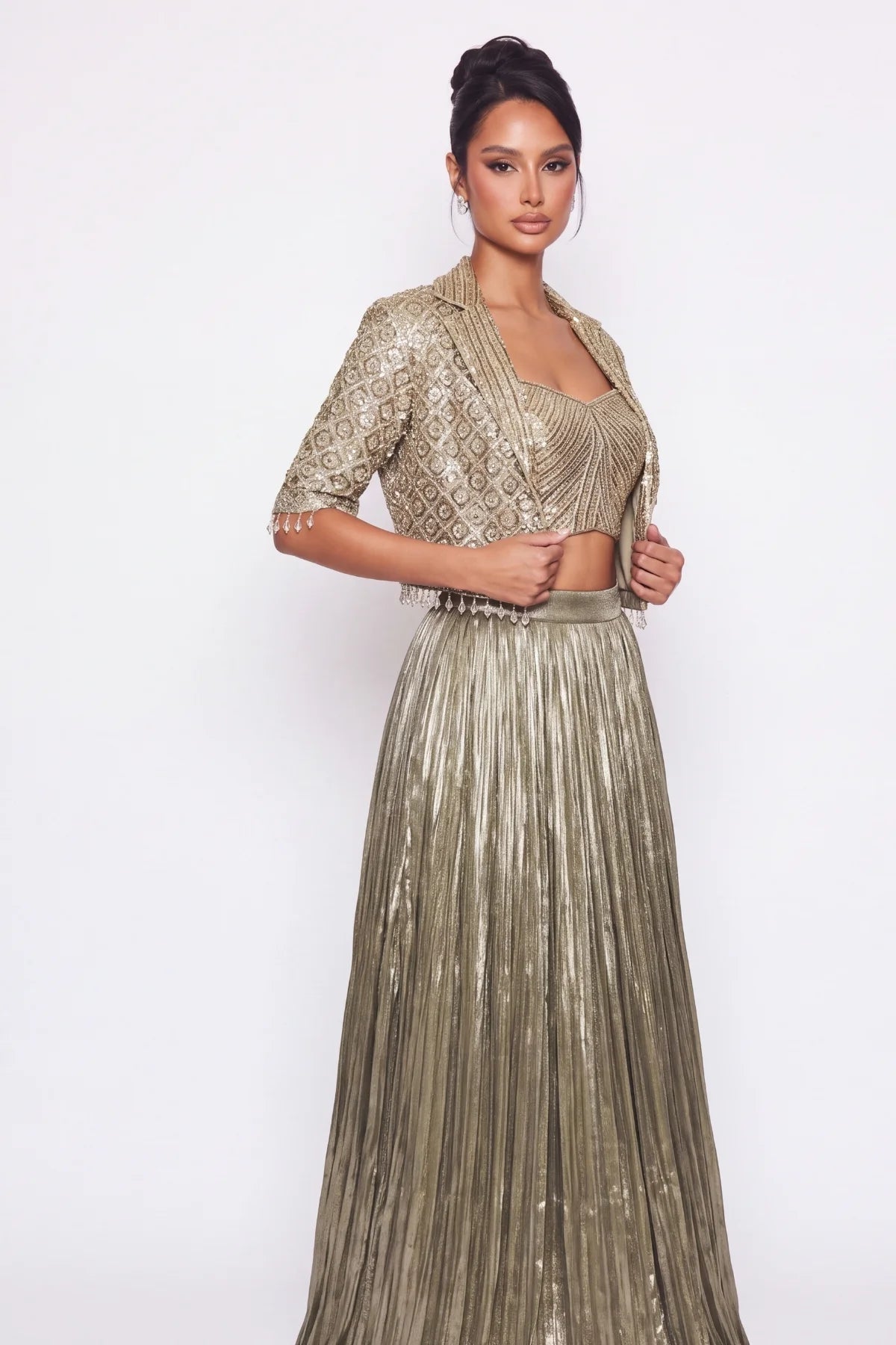 Péridot Jacket Lehenga Set - Dorie Atelier