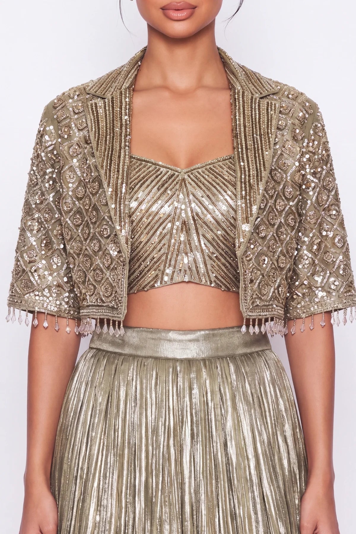 Péridot Jacket Lehenga Set - Dorie Atelier