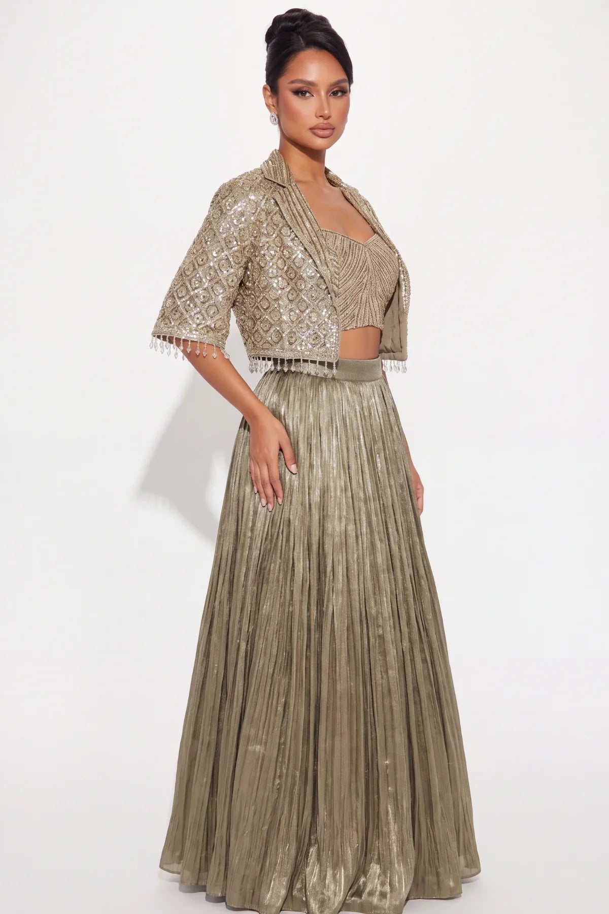 Péridot Jacket Lehenga Set - Dorie Atelier