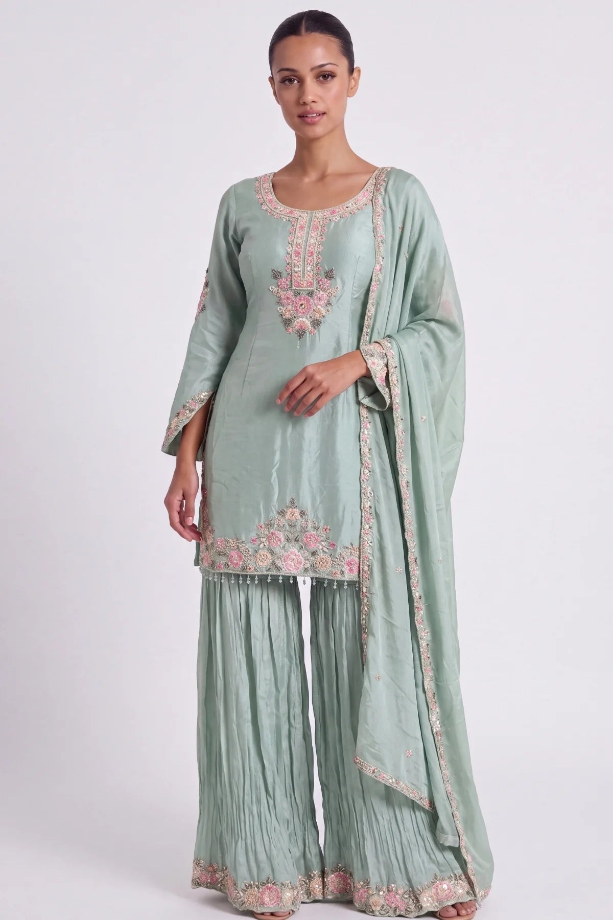 Pistache Sharara Suit - Dorie Atelier