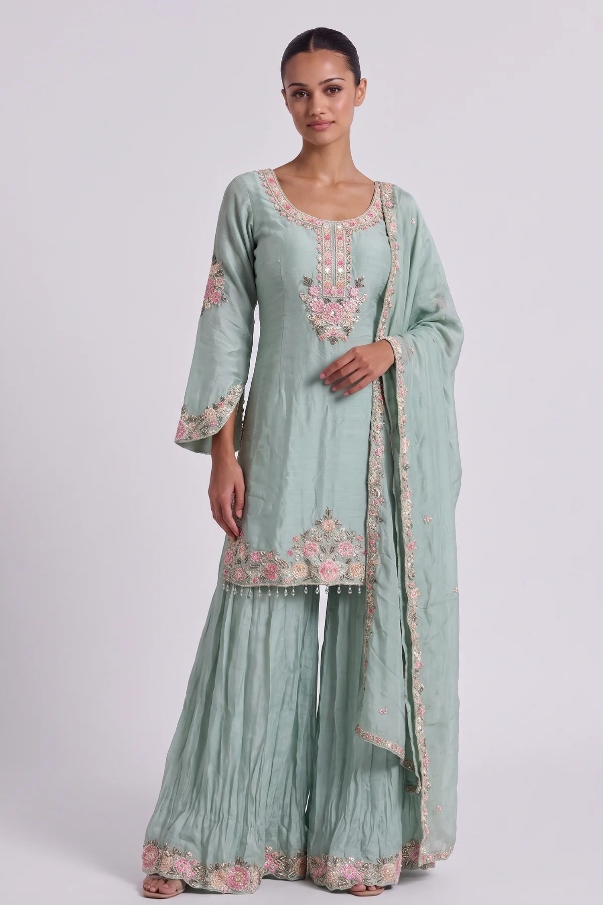 Pistache Sharara Suit - Dorie Atelier