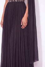 Plissé Black Anarkali Gown - Dorie Atelier