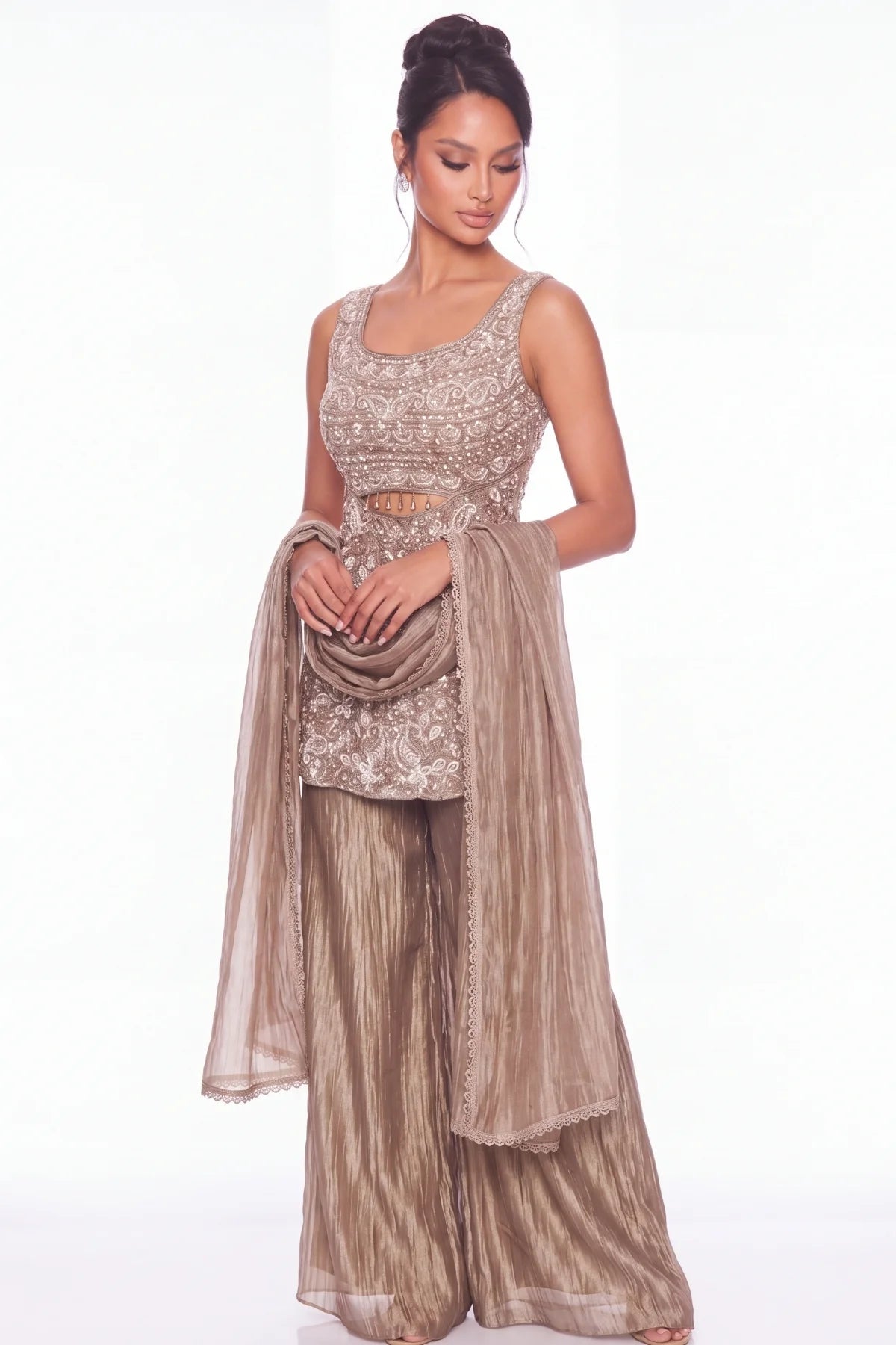 Praline Palazzo Suit Set - Dorie Atelier