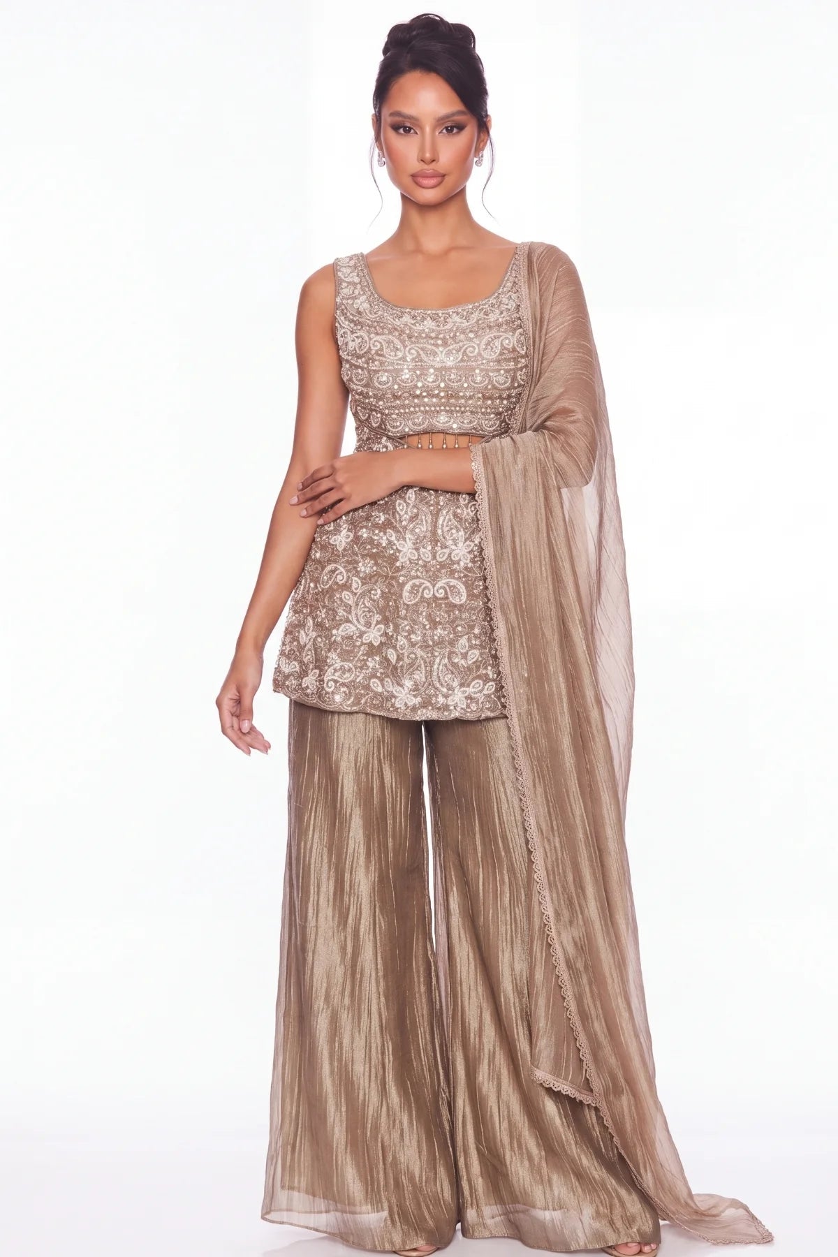 Praline Palazzo Suit Set - Dorie Atelier