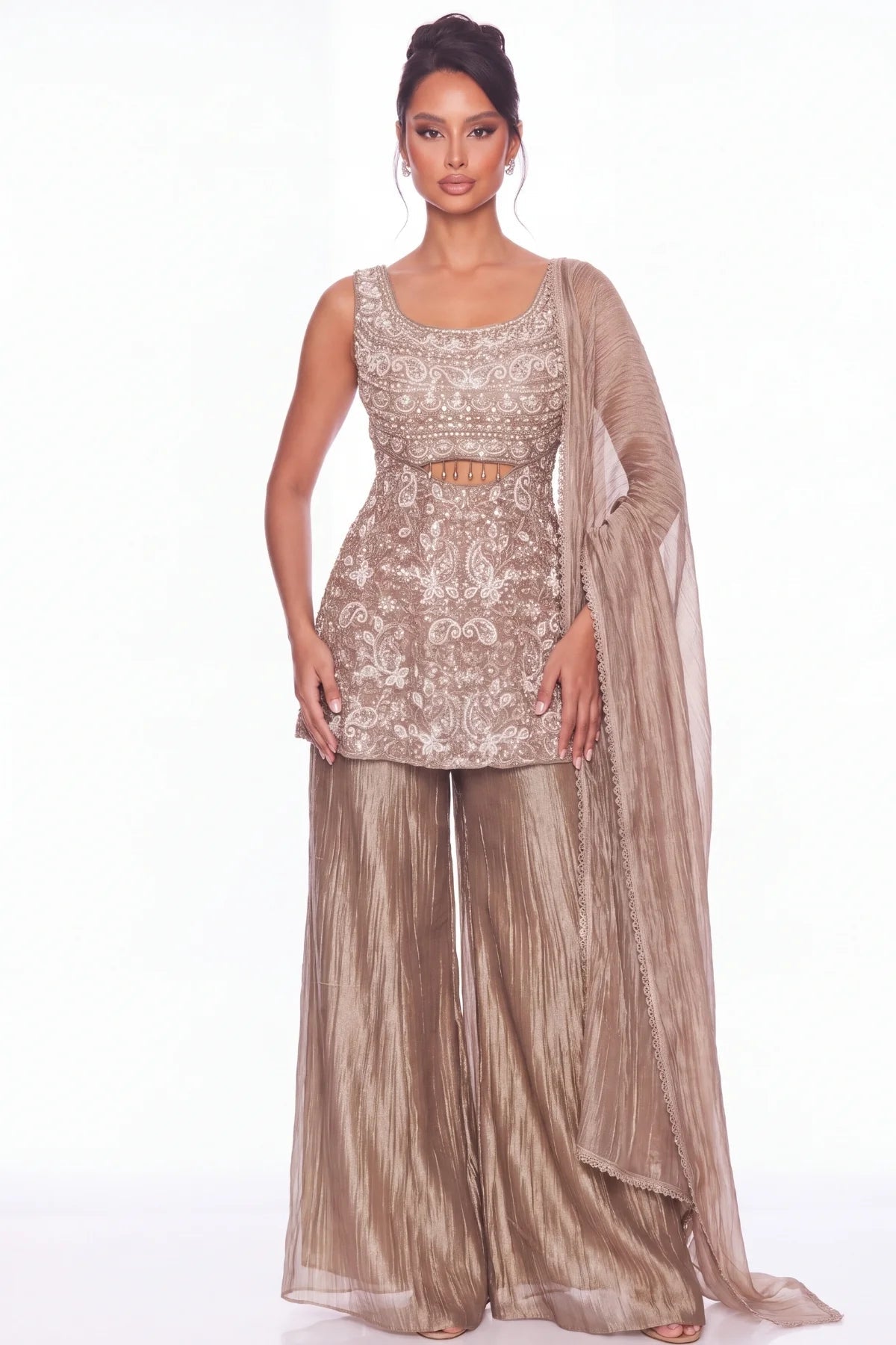 Praline Palazzo Suit Set - Dorie Atelier