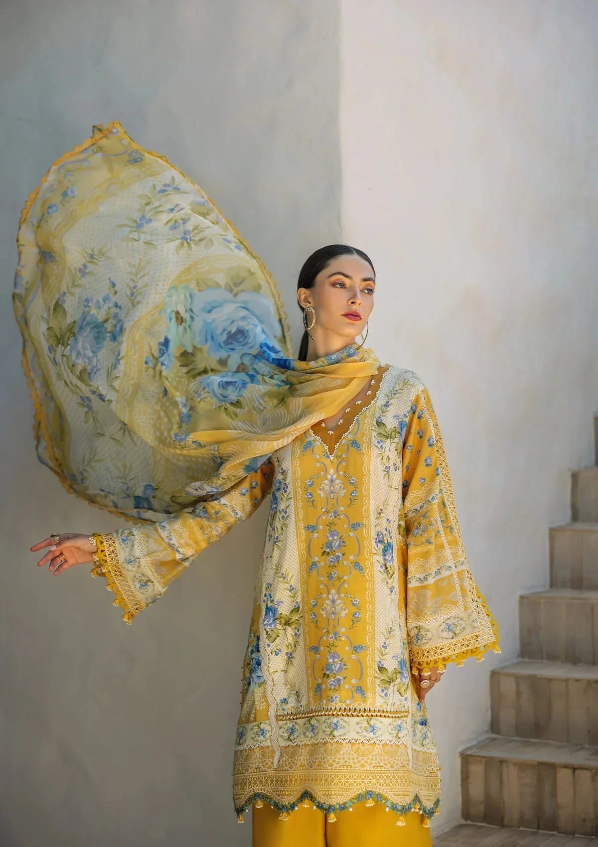 Mustard Yellow Embroidered Suit - Dorie