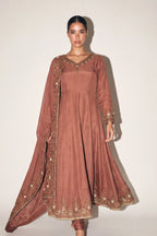 Rose Brown Anarkali Suit - Dorie Atelier