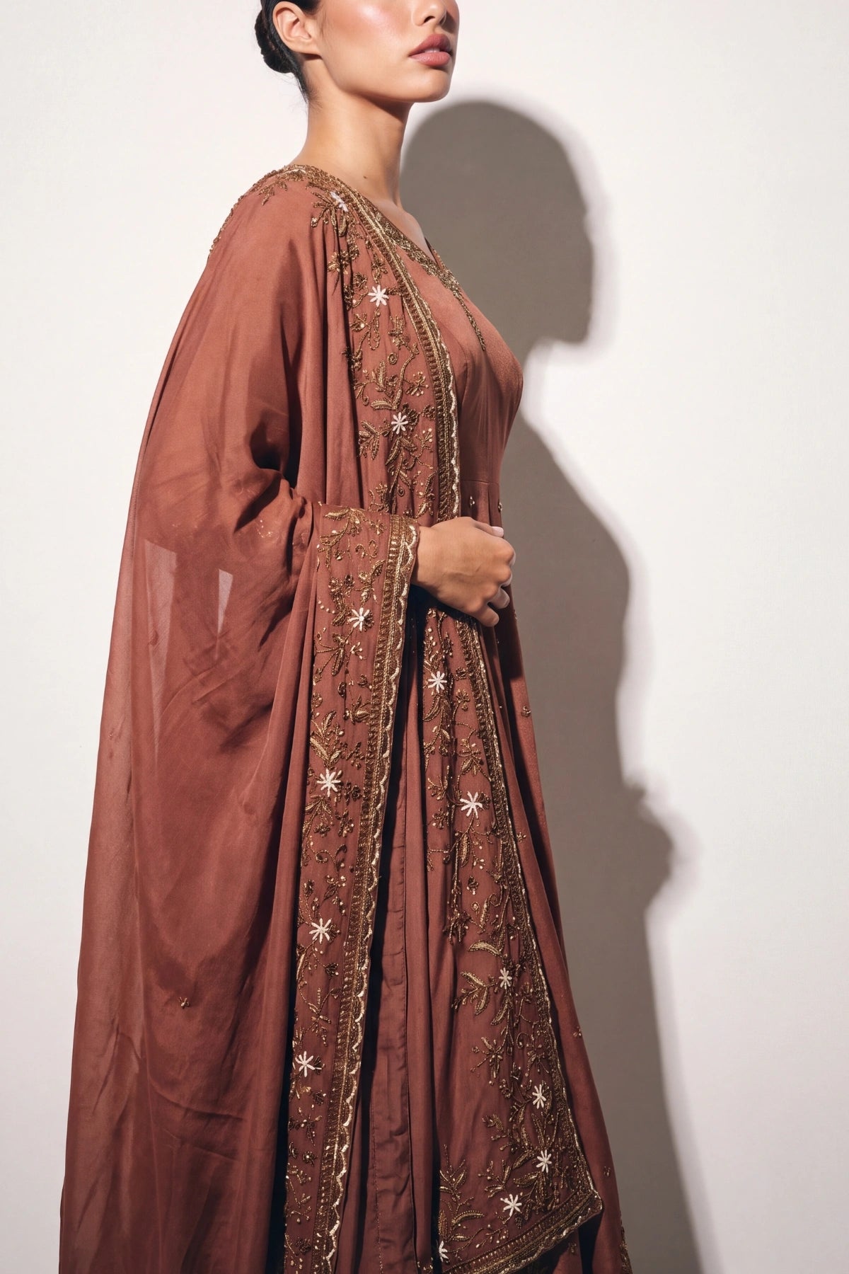 Rose Brown Anarkali Suit - Dorie Atelier