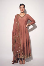 Rose Brown Anarkali Suit - Dorie Atelier