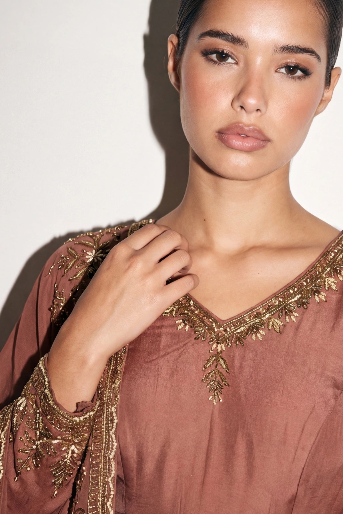Rose Brown Anarkali Suit - Dorie Atelier