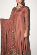 Rose Brown Anarkali Suit - Dorie Atelier