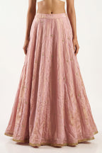 Rose Pink Tissue Organza Lehenga Skirt - Dorie Atelier