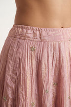 Rose Pink Tissue Organza Lehenga Skirt - Dorie Atelier