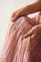 Rose Pink Tissue Organza Lehenga Skirt - Dorie Atelier