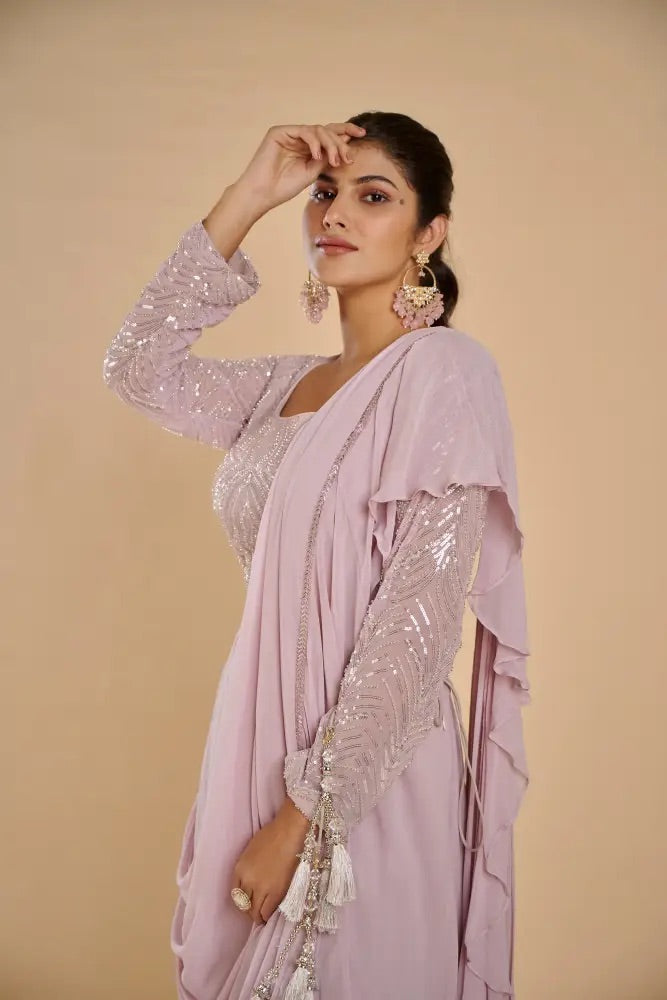 Blush Drape Saree Set