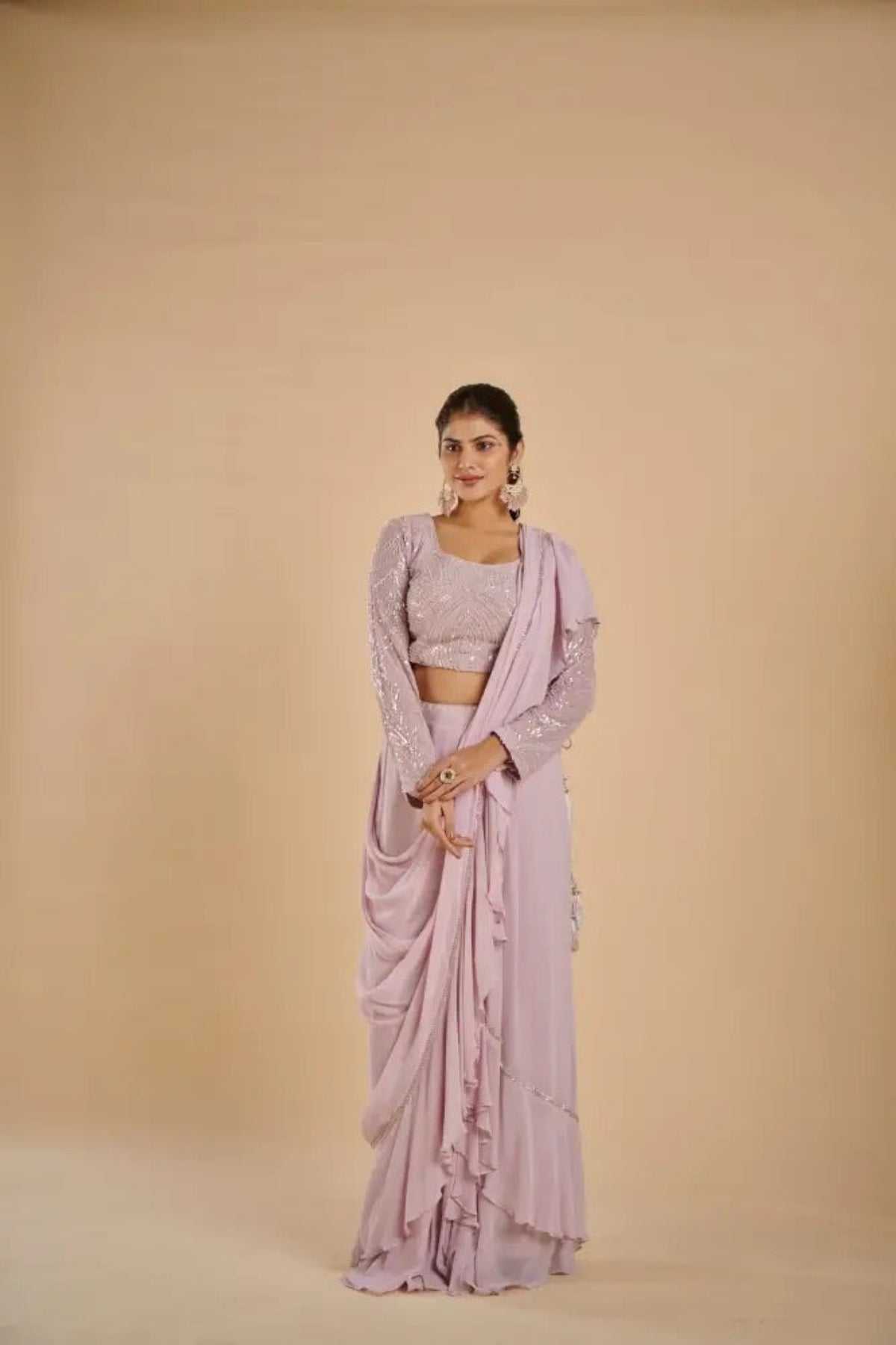 Blush Drape Saree Set