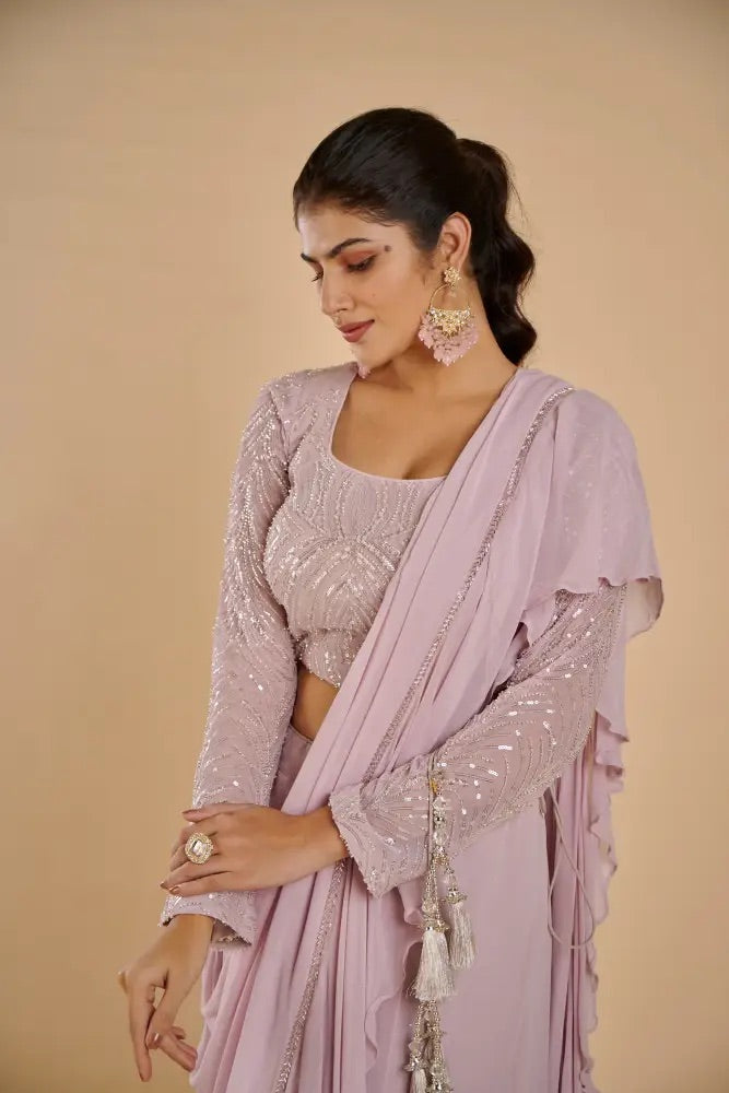 Blush Drape Saree Set