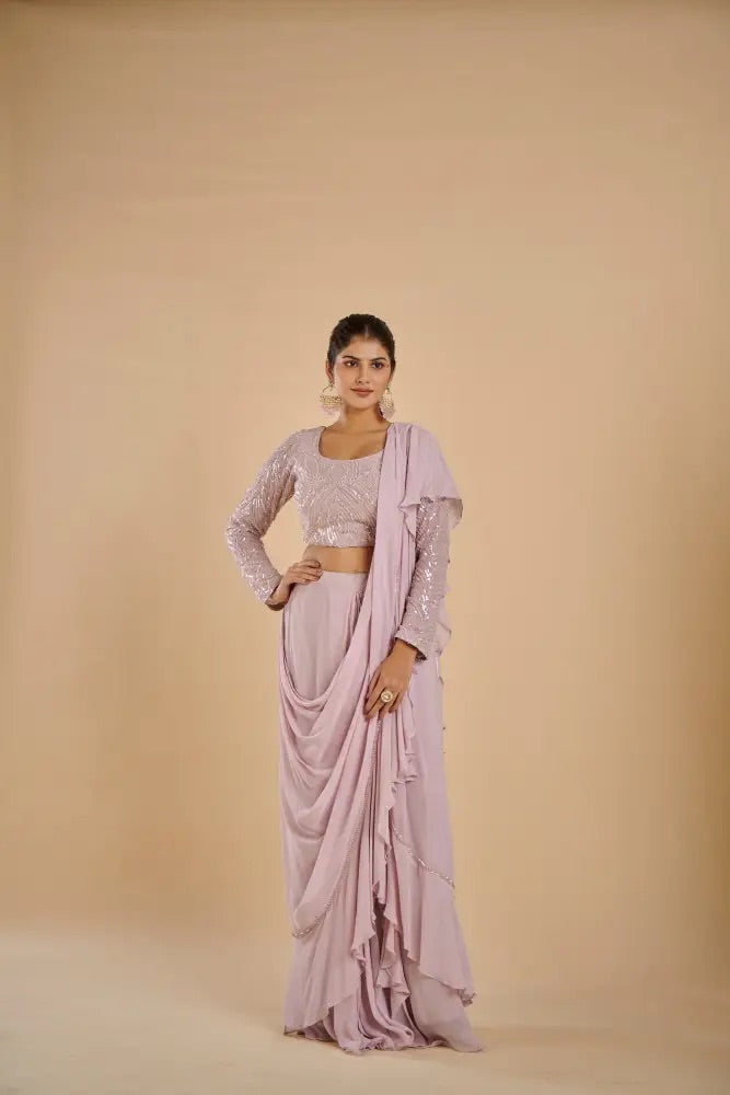 Blush Drape Saree Set