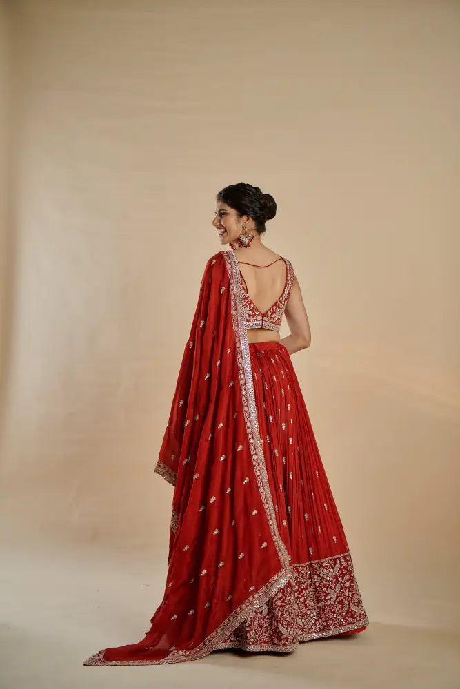 Rust Red Lehenga