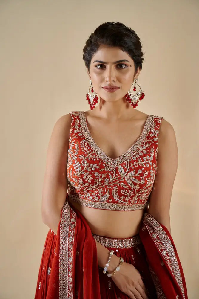 Rust Red Lehenga