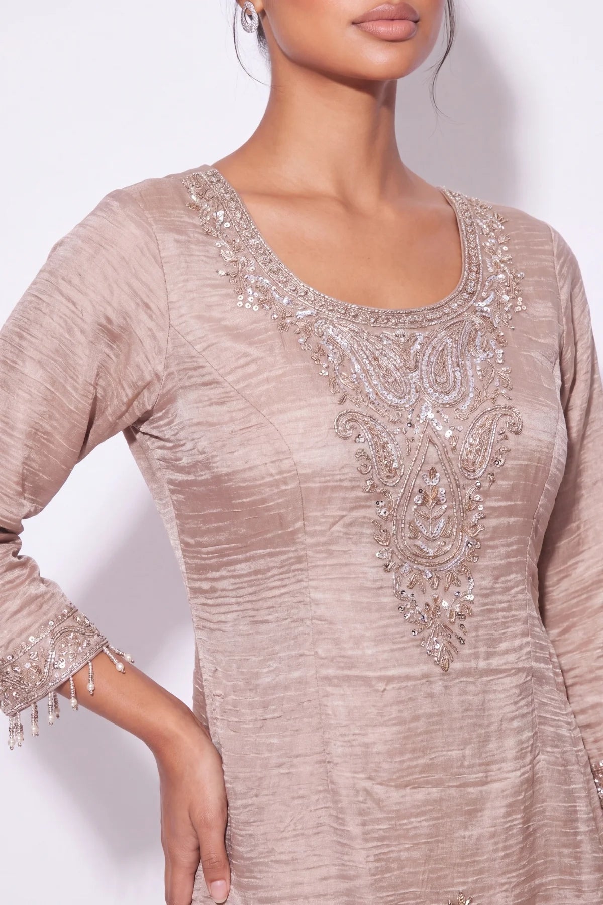 Taupe Sharara Suit - Dorie Atelier