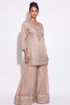 Taupe Sharara Suit - Dorie Atelier