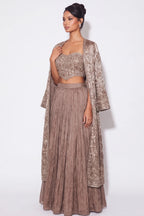 Truffe Long Jacket Lehenga Set - Dorie Atelier