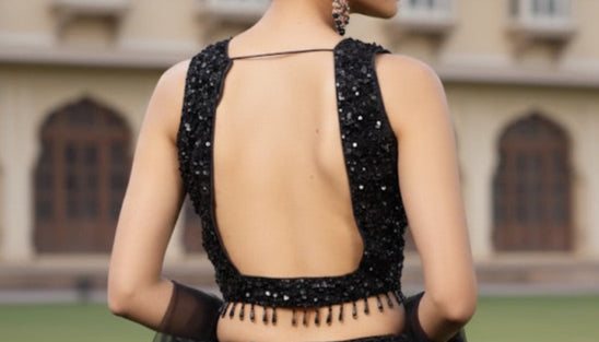 Black Floral Printed Lehenga