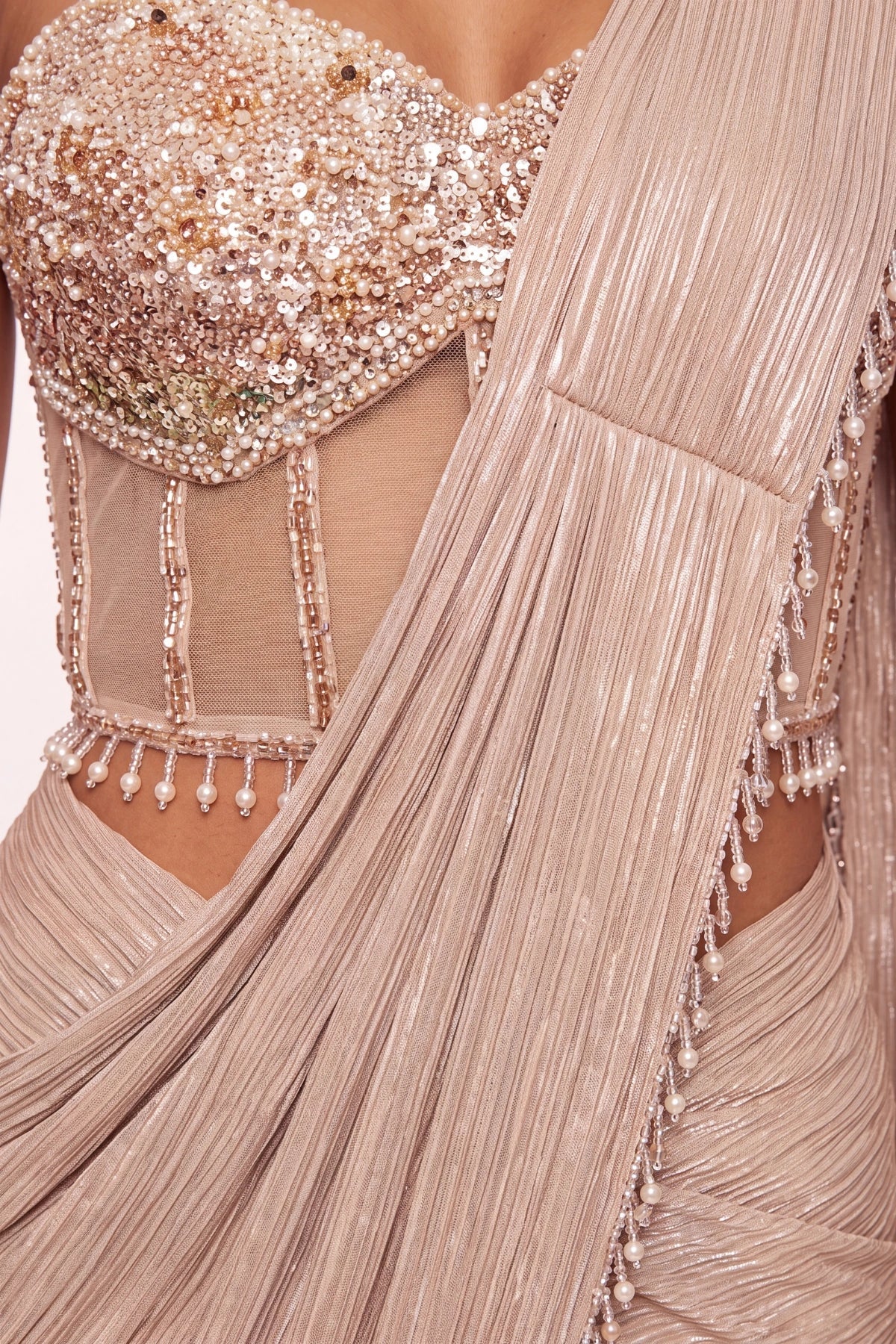 Vermeil Pre-Draped Saree - Dorie Atelier