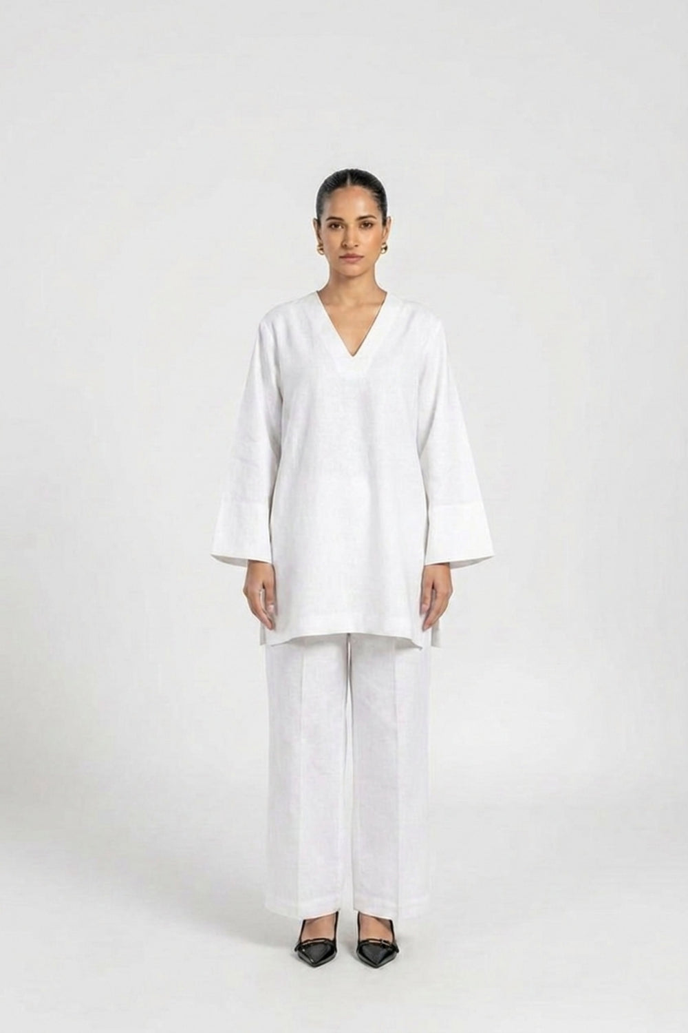White Linen Co-ord Set - Dorie Atelier