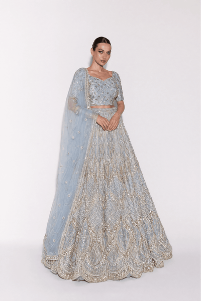 Zareen Mist Hand-Embroidered Lehenga Set